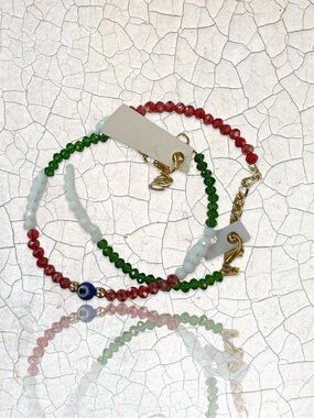 3 for $20 Beaded Multi-Color Bracelet Set with Blue Evil Eye Accent - 3-Pack